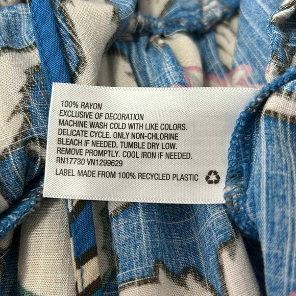 Knox Rose Floral Midi Dress Blue Tan Tiered Ruffle Short Sleeve XS - Picture 10 of 10